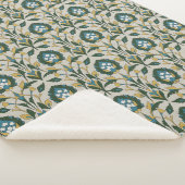 Couverture Sherpa Flore persane turquoise et verte foncée (3/4)
