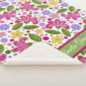 Couverture Sherpa Flore rétro Whimsical en rose et vert (3/4)