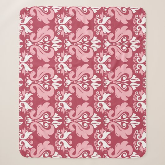 Couverture Sherpa Flore rouge : Beige pâle sans joint (Devant)