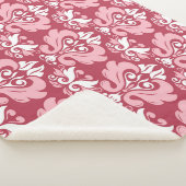 Couverture Sherpa Flore rouge : Beige pâle sans joint (3/4)