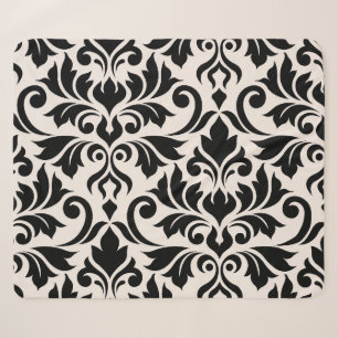 Couverture Sherpa Flourissant Damask Art I Black on Cream