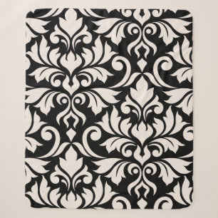Couverture Sherpa Flourissant Damask Art I Cream sur Black
