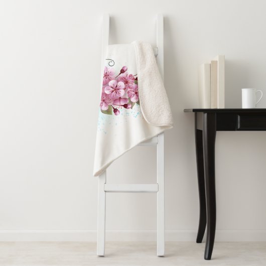 Couverture Sherpa Flower Butterfly (En situation)