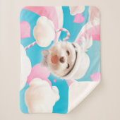 Couverture Sherpa Fluffy Dog avec Casquette blanc (Devant)