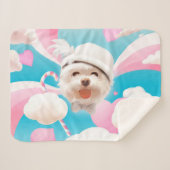 Couverture Sherpa Fluffy Dog avec Casquette blanc (Devant (Horizontal))