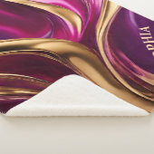 Couverture Sherpa Flux Abstrait Art-Fuchsia violet et or- (3/4)