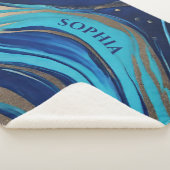 Couverture Sherpa Flux Abstrait moderne Art-Bleu et Or- (3/4)