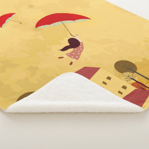 Couverture Sherpa Flying Girl à la suite de ses rêves avec un parapl