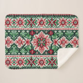 Couverture Sherpa Foire de Noël/hiver île rouge et verte (Devant (Horizontal))