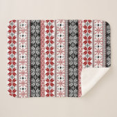 Couverture Sherpa Foire d'hiver rouge et noir Motif de l'île (Devant (Horizontal))