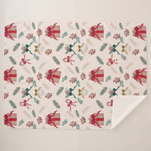 Couverture Sherpa Foliage d'hiver Présentations de Noël (Devant (Horizontal))