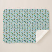 Couverture Sherpa Folie de Perruches (Cyan Clair) (Devant (Horizontal))