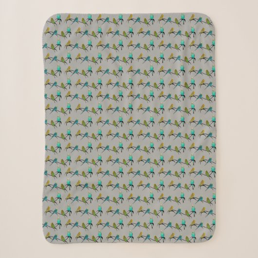 Couverture Sherpa Folie de Perruches (Gris) (Devant)
