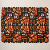 Couverture Sherpa Folk Art Fox Et Hen (Devant (Horizontal))