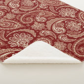 Couverture Sherpa Foncé Rouge Et Beige Paisley (3/4)