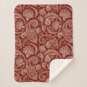Couverture Sherpa Foncé Rouge Et Beige Paisley (Devant)