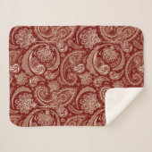 Couverture Sherpa Foncé Rouge Et Beige Paisley (Devant (Horizontal))
