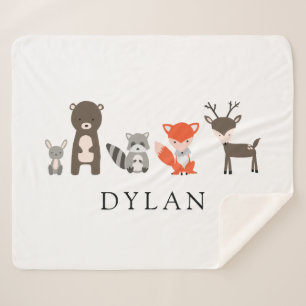 Couverture Sherpa Forêt boisée Animaux Baby Blanket Kawaii Cute