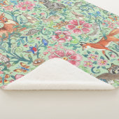 Couverture Sherpa Forêt boisée Animaux Mint Vert Floral Jolie (3/4)
