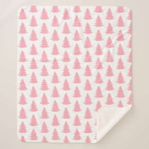 Couverture Sherpa Forêt d'arbre rose scandinave minimaliste