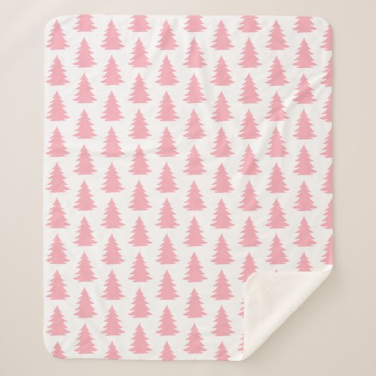 Couverture Sherpa Forêt d'arbre rose scandinave minimaliste (Devant)