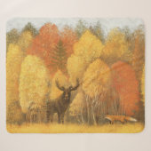 Couverture Sherpa Forêt d'automne, cerf numérique et renard. (Devant (Horizontal))