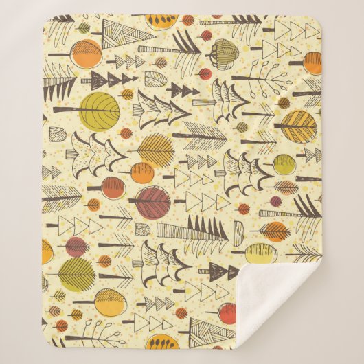 Couverture Sherpa Forêt d'automne : Motif graphique transparent. (Devant)