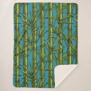 Couverture Sherpa Forêt de bambou sur bleu