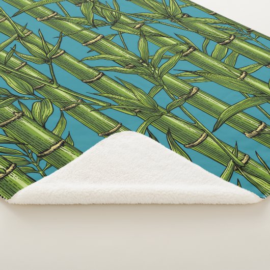 Couverture Sherpa Forêt de bambou sur bleu (3/4)