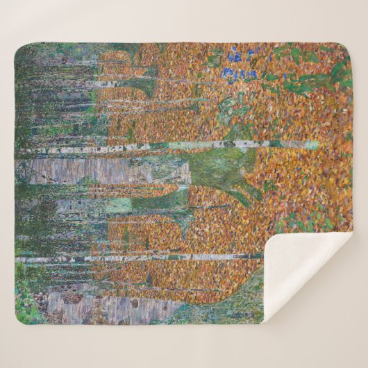 Couverture Sherpa Forêt de Birch | Gustav Klimt | (Devant (Horizontal))