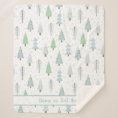Couverture Sherpa Forêt de Noël moderne Arbres Bleu Vert Custom Sh (Devant)