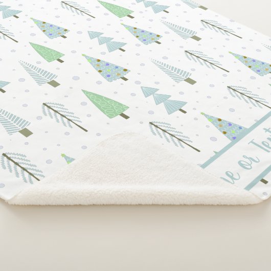 Couverture Sherpa Forêt de Noël moderne Arbres Bleu Vert Custom Sh (3/4)