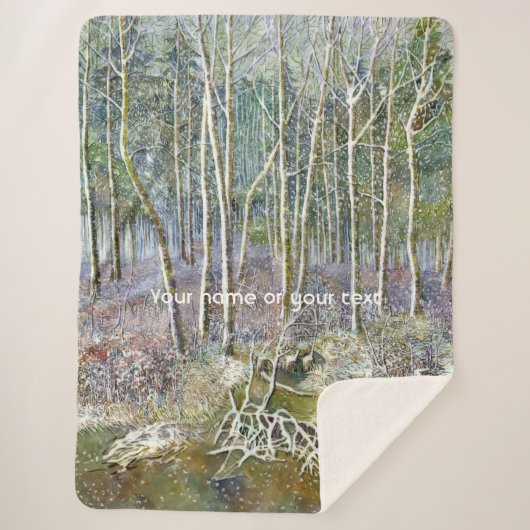 Couverture Sherpa forêt d'hiver peinture aquarelle (Devant)
