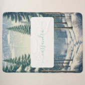 Couverture Sherpa Forêt d'hiver personnalisable avec nom (Devant (Horizontal))