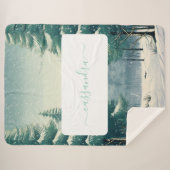 Couverture Sherpa Forêt d'hiver personnalisable avec nom (Devant (Horizontal))