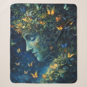 Couverture Sherpa Forêt enchantée de papillons Déesse (1)