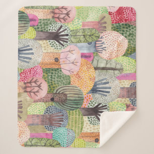 Couverture Sherpa Forêt infantile : Arrière - plan d'aquarelle migno