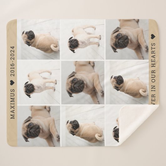 Couverture Sherpa Forever in Our Hearts Chien Photo Collage Memorial (Devant (Horizontal))