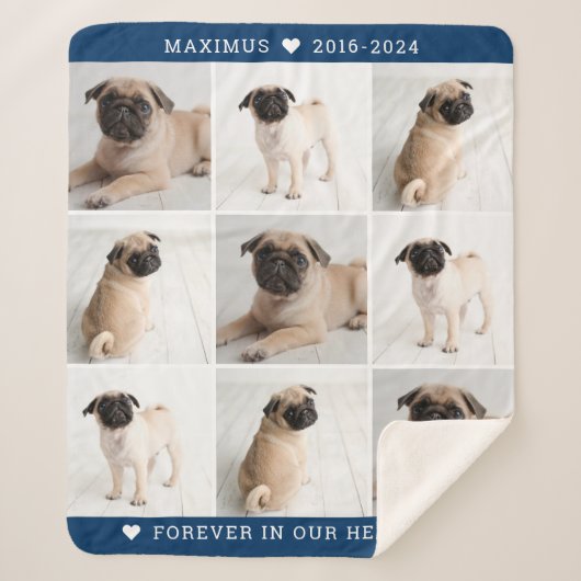 Couverture Sherpa Forever in Our Hearts Chien Photo Collage Memorial (Devant)