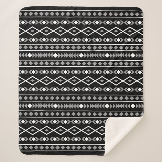 Couverture Sherpa Formes Aztec Motif gris noir (Devant)