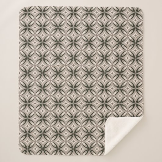Couverture Sherpa Formes circulaires rétro beige et marron (Devant)