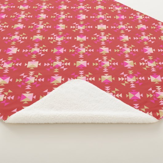 Couverture Sherpa Formes géométriques modernes Motif en rouge vif (3/4)