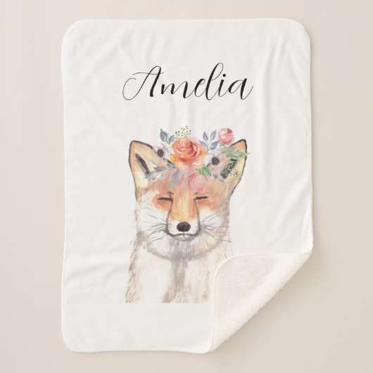 Couverture Sherpa Fox aquarelle Orange Cute Nursery Art Animal (Devant)