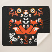 Couverture Sherpa Fox Nordic Scandinavian Folk Art (Devant (Horizontal))