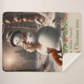 Couverture Sherpa Fox Snowman Vintage Noël (Devant (Horizontal))