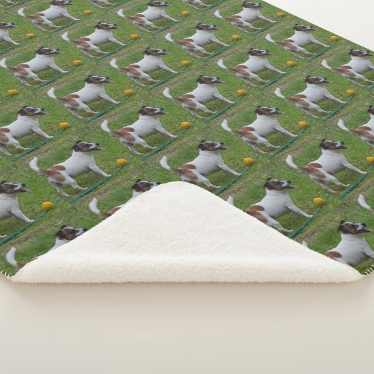 Couverture Sherpa Fox Terrier Avec Son Bal Jaune Lg Sherpa Blanche (3/4)