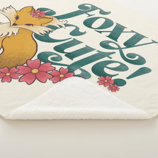 Couverture Sherpa Foxy Cute avec Fleurs (3/4)