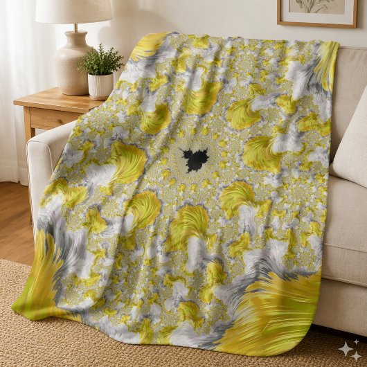 Couverture Sherpa Fractale dorée abstraite