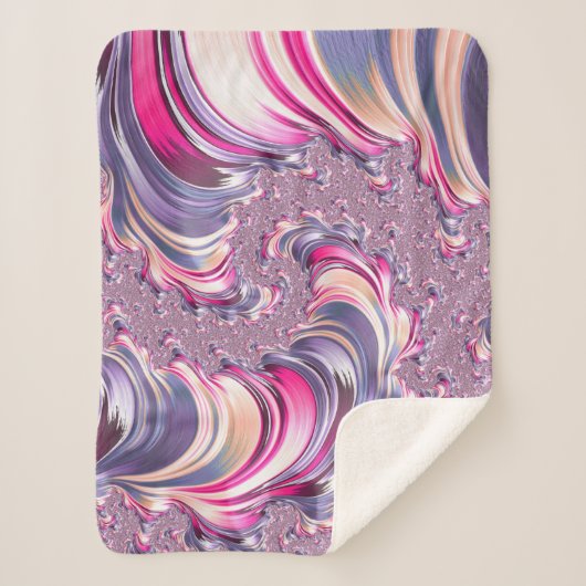 Couverture Sherpa Fractale en spirale rose violet abstrait (Devant)