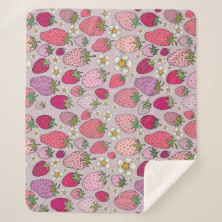 Couverture Sherpa Fraise Été Motif sans couture